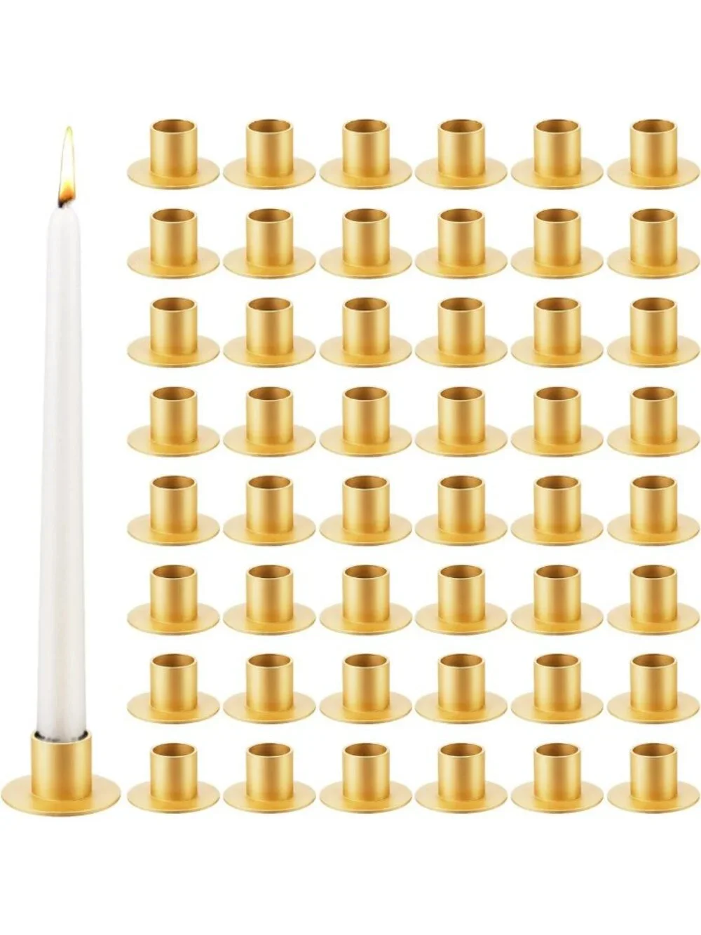 48 Gold Metal Taper Candle Holders for Weddings, Parties & Home Decor